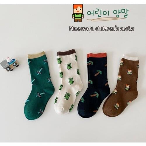 4 Pairs Children Socks 2021 Autumn Winter New Korean Cartoon Robot Style Cotton Infant Baby Boys Girls School Socks