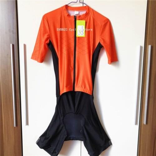 NEW 2019 Pro Team Triathlon Suit Orange Womens short sleeve Cycling Jersey Skinsuit Jumpsuit Maillot Cycling Ropa ciclismo set