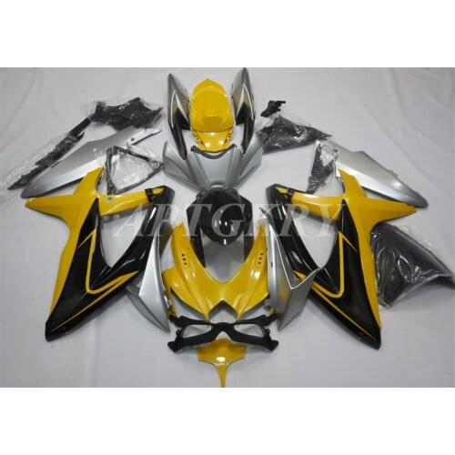 New ABS Plastic Shell Motorcycle Fairing kit Fit For Suzuki GSXR600 GSXR750 K8 2008 2009 2010 08 09 10 Bodywork Set Yellow Gray