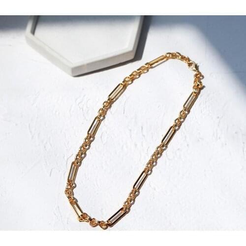 Copper brass chain necklace clavicle chain necklace contracted rock metal necklace