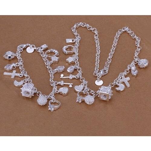 925 sterling Silver Hot Christmas gifts European style retro pendant charms bracelets necklace fashion women jewelry sets