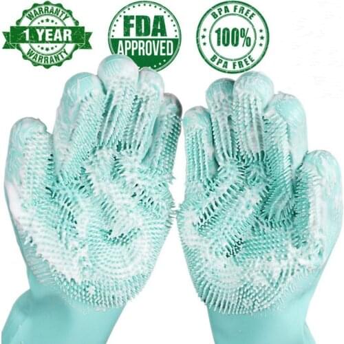A pair Dishwashing Gloves Kitchen Silicone Cleaning Gloves Magic Silicone Dish Washing Gloves For Household Scrubber Gloves