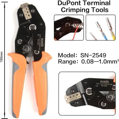 SN-2549 crimping pliers 0.08-1mm² 28-18AWG XH2.54/PH2.0/2510 SM plug tab terminals Includes features of the SN-28B and SN-01BM