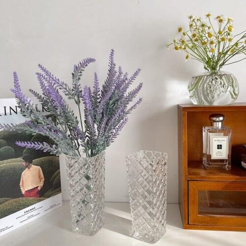 Transparent Embossed Glass Vase Hydroponic Water Culture Vase Room Flower Arrangement Decoration Ornaments Vases Maceteros