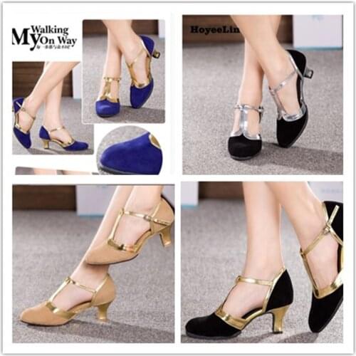 Indoor Suede Sole Waltz Tango Salsa Dancing Heels 3.5/5/7cm Women Ladies Ballroom Party Modern Dance Shoes new style