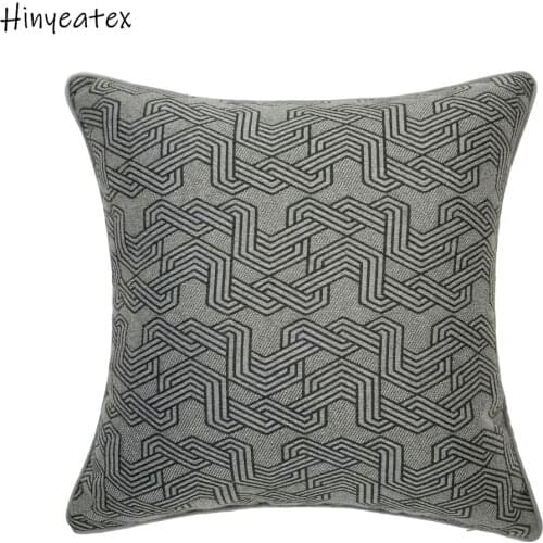 Modern Geometric Dark Gray Black Lines Jacquard Woven Home Throw Cushion Cover Decorative Square Pillow Case 45 x 45 cm