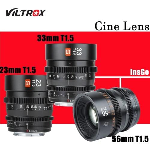 Viltrox 23mm 33mm 56mm T1.5 Cine Lens APS-C Manual Focus Large aperture for Sony E Mount Camera Lens Filmmaking