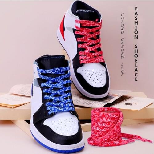 High Quality Cashew Flowers Shoelaces Women Men Red Black Blue Hand-painted Sports Casual Basketball ShoesLaces af1120/140/160cm