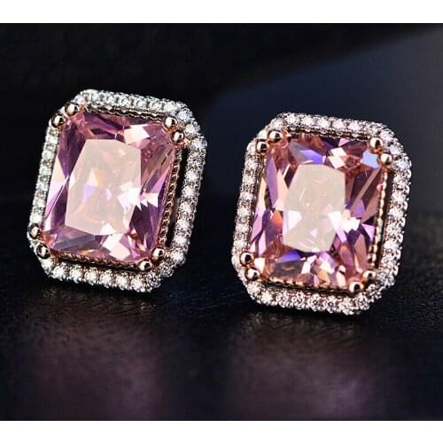 YPAY8 Luxury Fashion For women 925 Sterling Silver High Quality Crystal Earrings Wedding Party Stud Earrings Jewelry