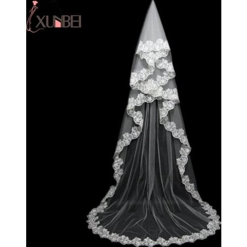 In Stock 2018 Lace Long Wedding Veil White Ivory Bridal Veil New Wedding Accessories Voile Mariage