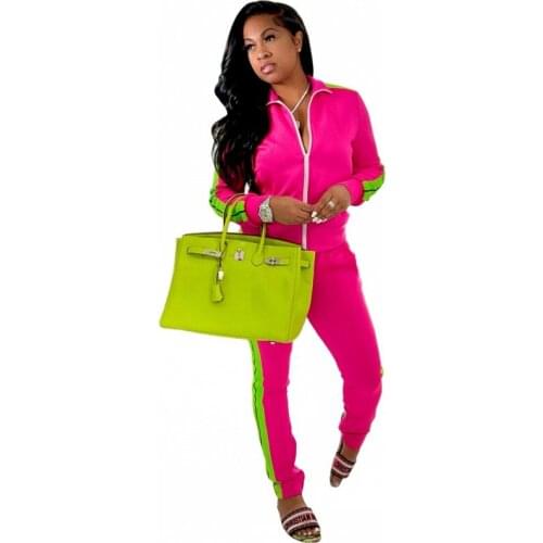 Simple Casual Two Piece Set Women Harajuku Zipper Hooded Long Sleeve Top And Sheath Slim Elastic Waist Female Pencil Pants