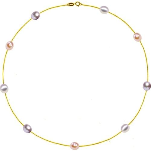 Fashion Pearl Necklace 925 sterling silver jewelry Pearl Jewelry 7-8mm natural freshwater pearl choker necklace for women