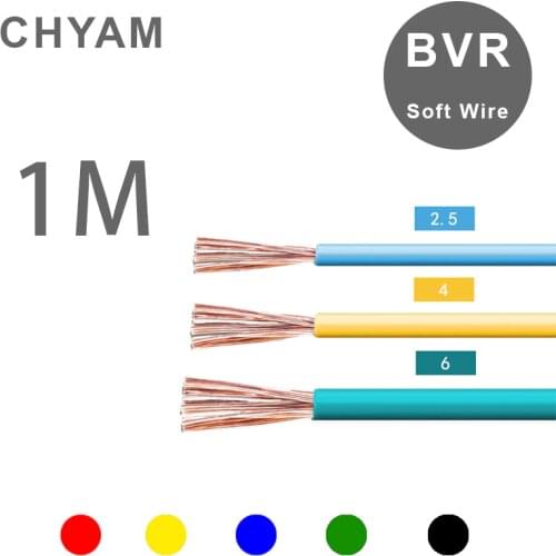 1M One Meter BVR Wire Household Flexible Multi-strand Copper Core National Standard For Home Decoration 2.5/4/6mm2 Square