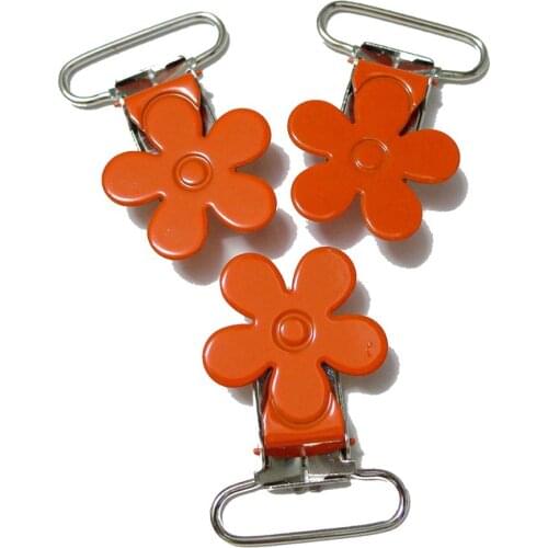 25pcs #06 Orange Color Plum Blossom Flower Suspender Clips