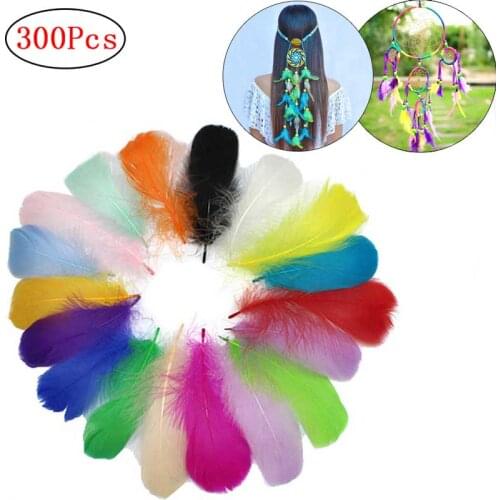 300Pcs Turkey Feathers Colorful Crafts Feathers Dream Catcher Maker Home Wedding Party Carnival Halloween DIY Craft Decoration