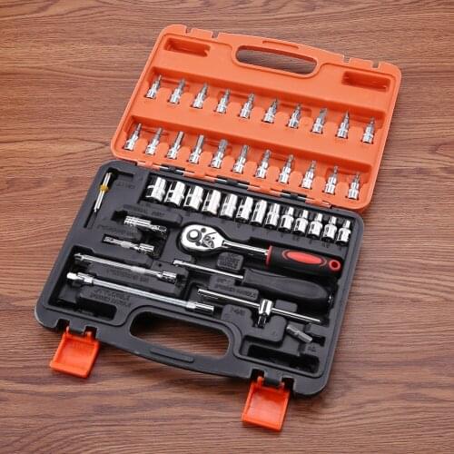 46pcs Socket Set Car Repair Tool Ratchet Spanner Wrench Pawl Socket Spanner Screwdriver For Motorcycle Bicycle Hand Tools Kit