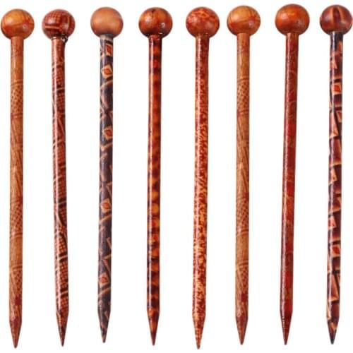 8Pcs Wooden Hair Fork Pin Hair Clip Stick Pin Wood Hairpins Hair Accessories Handmade Gift DIY Craft for Women Ladies