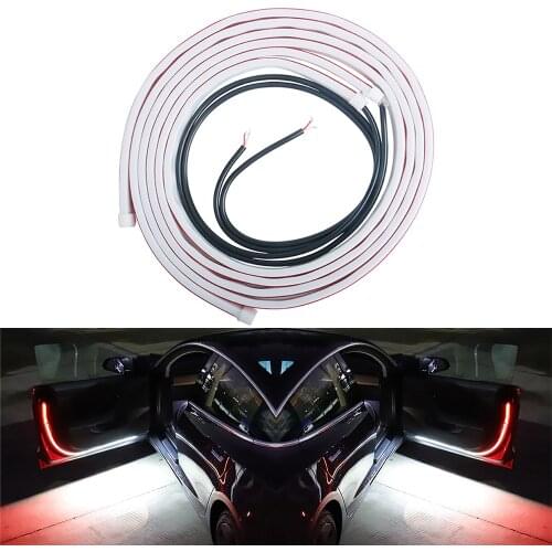 Car Door Opening Warning LED Lights Welcome Decor Lamp Strips Anti Rear-end Collision Safety Universal Auto Accessories White