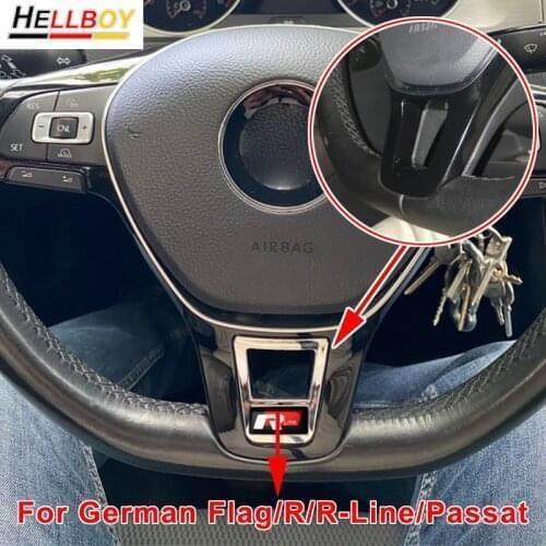 Car Badge Sticker For VW Tiguan 2018 2017 Rline Golf 7 MK7 Passat B7 B8 CC Polo 6C Jetta Touran Steering Wheel Cover Accessories