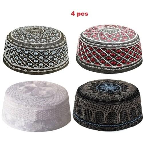 White black Musulman Hats Beanie kippah Arabic Islamic Caps For Men Headscarf Islamic Man Bonnet hats