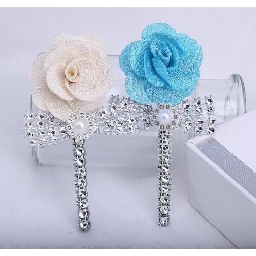 Burgundy Groom Best Man Suit Lapel Pin Pearl Rhinestone Fabric Flower Handmade Mens Corsage Party Business Supplies XH054