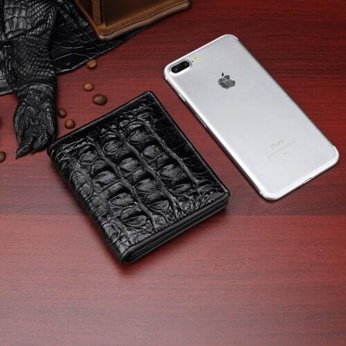 Brand Short Wallets Men Business Casual Clutch High Quality Genuine Crocodile Leather Purse Brown Multi-Card Position Wallets