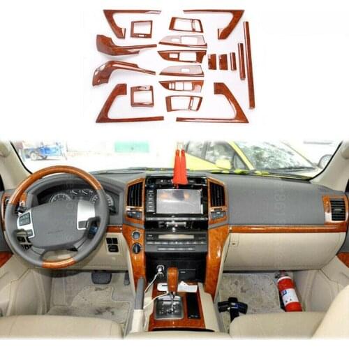 Fit For Toyota Land Cruiser LC200 2008-2015 Wood Grain Full Dash Trim Kit Cover 19pcs