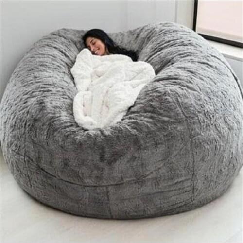 Dropshiping 180cmSoft Bean Bag Sofa Cover Living Room Furniture Party Leisure Giant Big Round Fluffy Faux Cushion Bed Only Cover