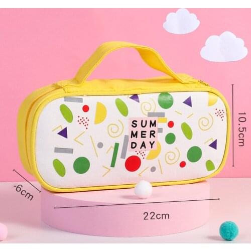 Portable canvas pencil case Cute large capacity Stationery bag School Pencil cases for children student pen case Kawaii handbag