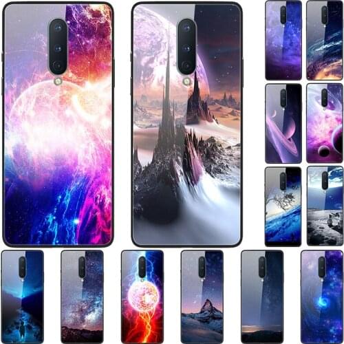Case For Oneplus 8 Back Phone Cover Black Silicone Bumper With Tempered Glass Star Sky Series