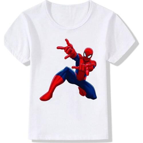 Disney Marvel Boys Girls T-Shirt Spiderman Print Short-sleeved Summer Kids T Shirt The Avengers Baby Toddlers Clothes Tops Tees