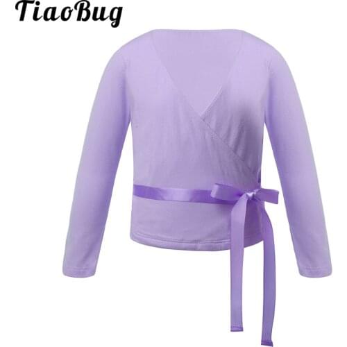 Girls Ballet Coat Sweaters Kids Soft Cotton Leotards Coat High Waist V Collar Dancewear Top For Ballet Dance Gym Workout