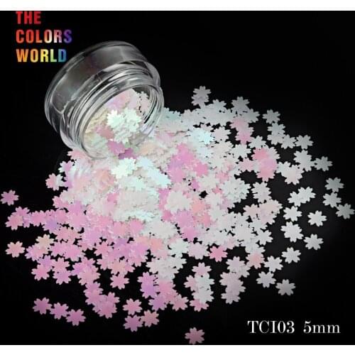 TCT-051 Sakura Cherry Blossom Shape 12 Pearlescent Iridescent Colors 5MM Size Glitter nail Art Decoration Makeup Facepaint DIY