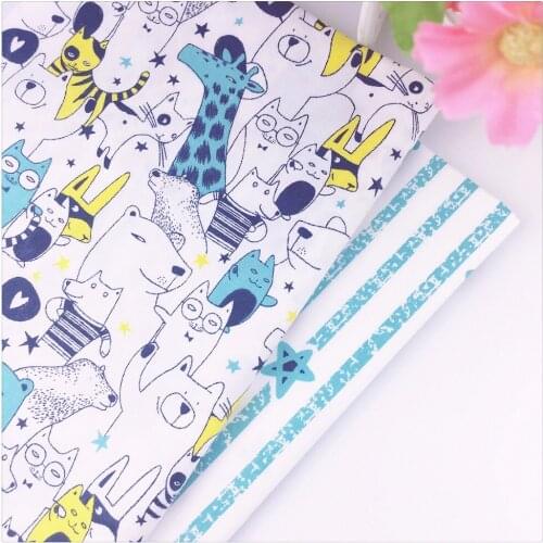 Blue Animal Kingdom Cotton Fabric Diy Telas Patchwork Diy Sewing Quilt Craft Doll Clothing Baby Home Textile Tilda Quilt Tissue