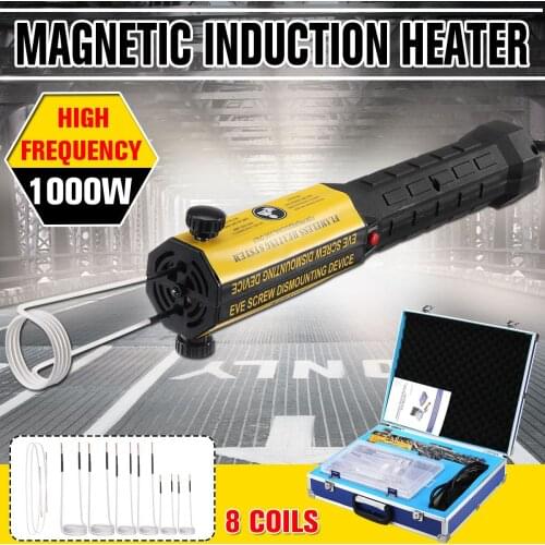 1000W Flameless Magnetic Induction Heater Bolt Remover Car Repair Tool Mini Induction Heater with 6 Coils 2 Wires Tool Kits