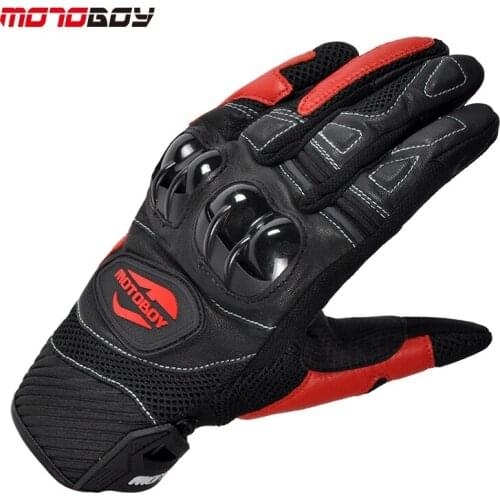 Leather Motorcycle Gloves Riding Reflective Touch Operation Breathable Wearable Antiskip for Motocross Racing Original MOTOBOY