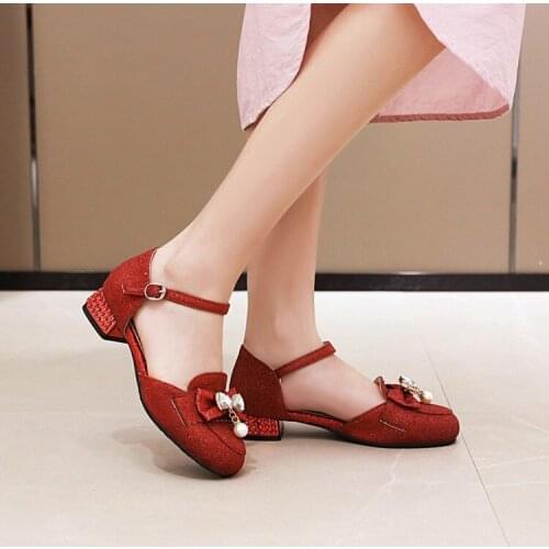 Summer women sandals The New fashion Womens shoes Sexy woman Buckle Butterfly-knot crystal Big size 28-43 Heel 2.7cm