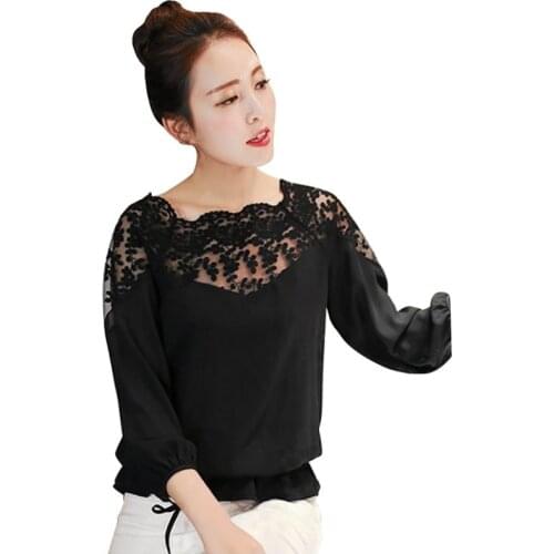 Summer Casual Lace Chiffon Blouse Shirt Women Blusas Women Clothing Office Lady