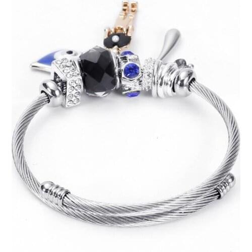 Fashion Eye Charm Bracelet DIY Style Lady Jewelry High Quality Open Size Stainless Steel Bracelet