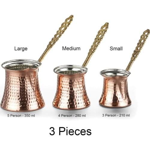 Turkish Cezve Coffee Pot Turk Coffee Maker Set 3 Sizes Copper Handmade Quality Gift Accessory For Kitchen Ottoman Arabic