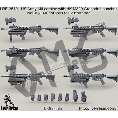 [Scale Model Kit] Live Resin LRE-35101 1/35 US Army M4 carbine with HK M320 Grenade Launcher Module (GLM) and AN/PSQ-18A laser s