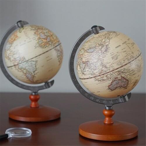 Pedestal English edition globe world map decoration earth globe with Wooden base Geography terrestrial globe tellurion D5