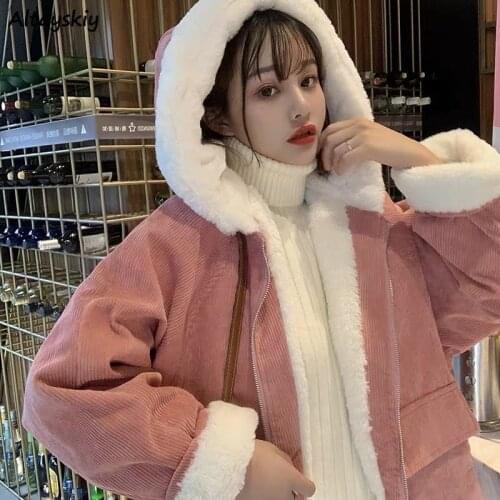 Parkas Women Lovely Warm Leisure College Girls Clothing Kawaii Ladies Coats Ins 3 Colors Invierno Ulzzang Thickening All-match