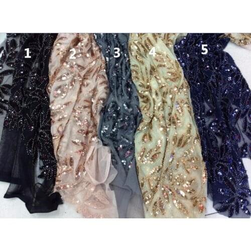 Popular African Lace Fabric SYJ-33038 For Dress French Net Lace With beads High Quality 5 Yards Embroidered Tulle Lace Fabric