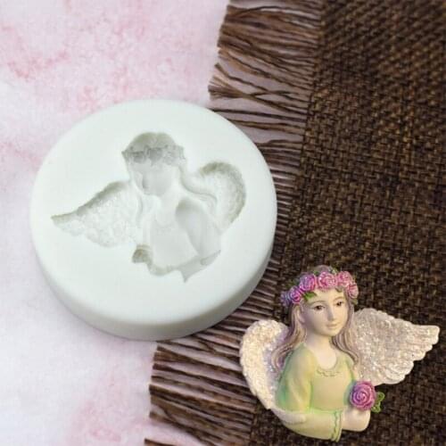 Q9QF Angel Shape Silicone Mold Cake Decoration Clay Making Mold 3D Angel Candle Silicone Mold Clay Baby Cake Decorating Tools