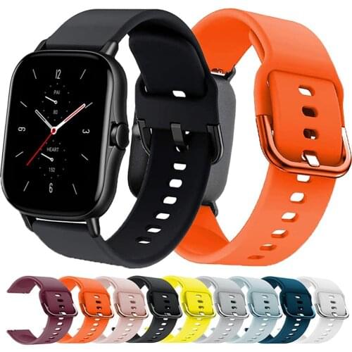 20mm 22mm Watch band For Amazfit GTS/2/2e/GTS2 Mini/GTR 42mm/47mm/GTR2/2e/stratos 2/3 Silicone Sport Bracelet Amazfit bip strap
