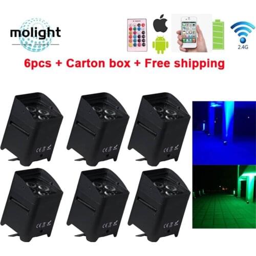 RGBWA UV Uplight Wireless DMX Uplighting Battery Power 4led 18W 6in1 DJ Up Lightings with Wifi& IRC Remote Control