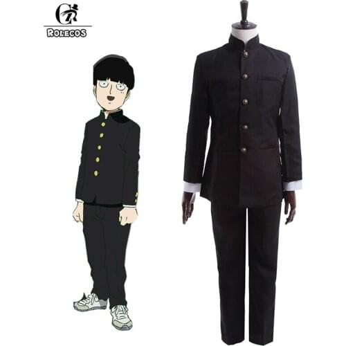 ROLECOS Anime Cosplay Mob Psycho 100 Cosplay Costume Kageyama Shigeo Sakamoto Men School Uniform Costume Boy Clothes Set Outfit