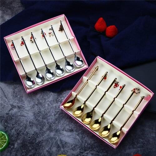 Christmas Ornaments Coffee Spoon Stainless Spoon Christmas Gift Box Set Christmas Decorations for Home Christmas Gift navidad