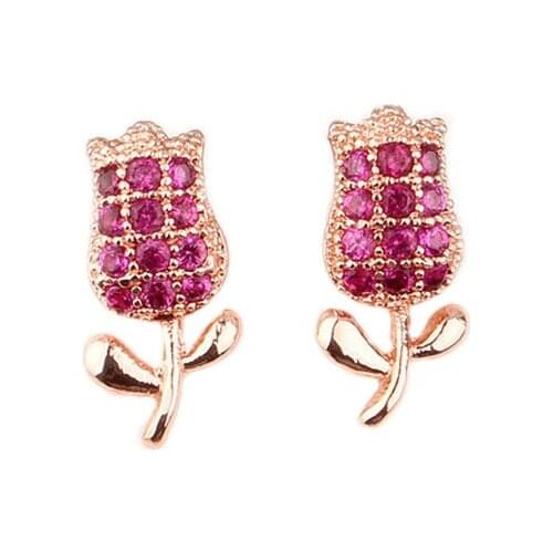 IDESTINY 11.11 Small Rose Shape Oorbellen Studs with Tiny CZ Stone For Girls Fashion Korean Summer Style Earings Jewelery Gift